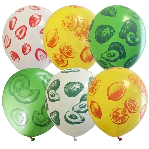 MP 12/30см П+Д (растр) 5 ст. рис Фрукты 25шт шар латекс