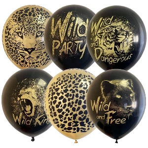 MP 12/30см BLACK&GOLD ассорти рис Wild Party 25шт шар латекс