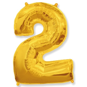 Y Фигура Цифра 2 золото 30/76см шар фольга