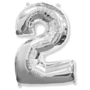 Y Фигура Цифра 2 серебро 30/76см шар фольга
