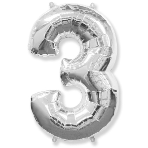 Y Фигура Цифра 3 серебро 30/76см шар фольга