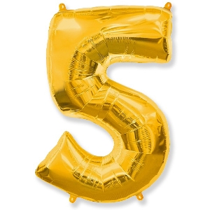 Y Фигура Цифра 5 золото 30/76см шар фольга