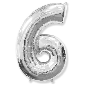 Y Фигура Цифра 6 серебро 30/76см шар фольга