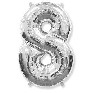Y Фигура Цифра 8 серебро 30/76см шар фольга