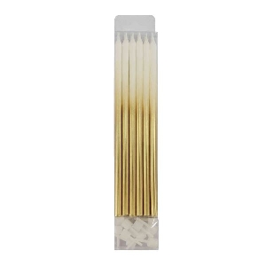 MС Свечи Металлик White & Gold 15см с держателями 12шт