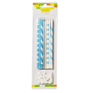 MС Свечи Ассорти Голубое 13см с держателями 16шт