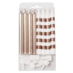 MС Свечи Ассорти Rose Gold & White в полоску 8шт 8см