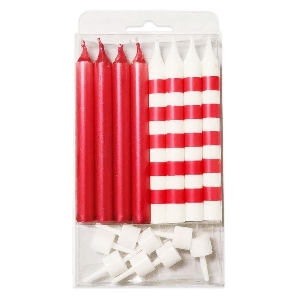 MС Свечи Ассорти Red & White в полоску 8шт 8см