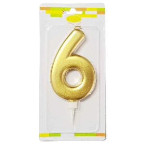 MС Свеча Цифра 6 Gold 12см