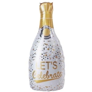 Y Фигура бутылка Шампанское Праздничное конфетти, белая 39''/98см шар фольга
