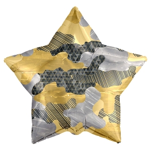AU Звезда 613 Камуфляж Золото/Графит 21/52см шар фольга